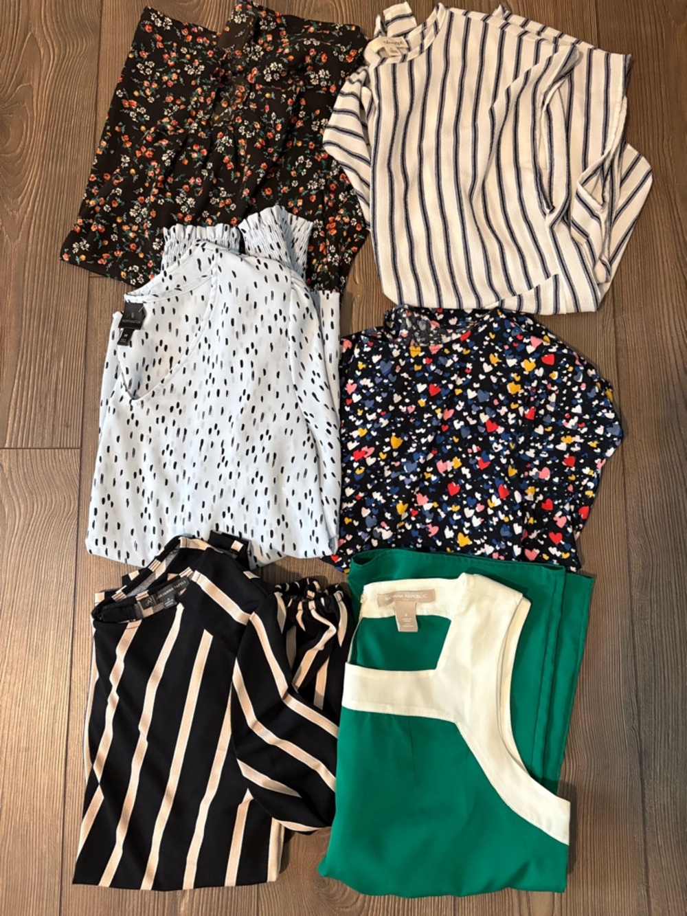 Mixed Women's Blouse Lot - Floral, Stripes & Hearts